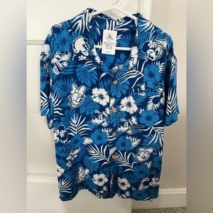 Disney Official Kids / Youth Blue Hawaiian Button Up